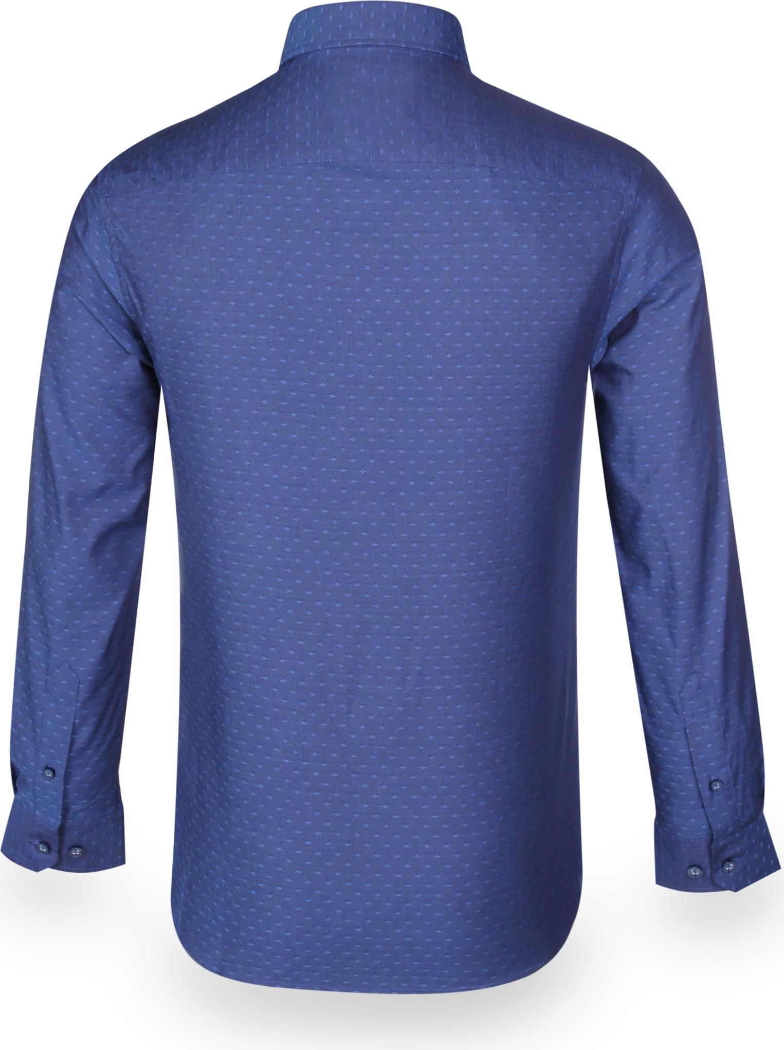 Áo sơ mi nam tay dài form slim màu xanh dương họa tiết Khatoco A1MD388S1-THCR032-2009-D