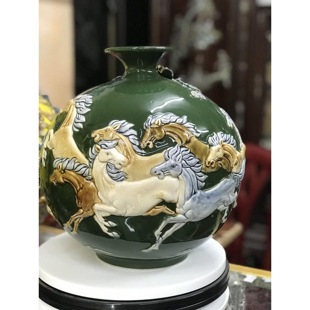 Bình hút tài lộc lọ hoa hút lộc mã đáo thành công 28cm