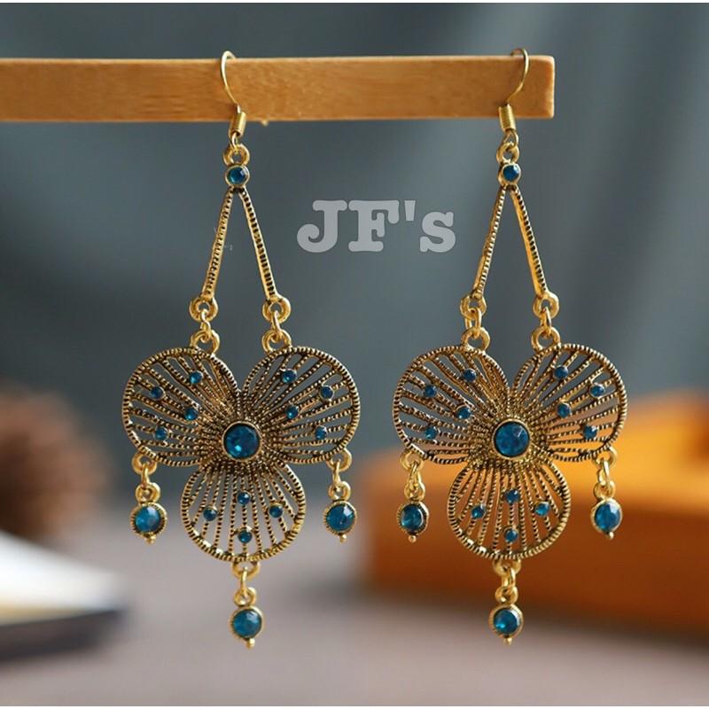 16H09 Hoa tai nữ kiểu thả phong cách bohemian, bông tai thời trang nữ JF's