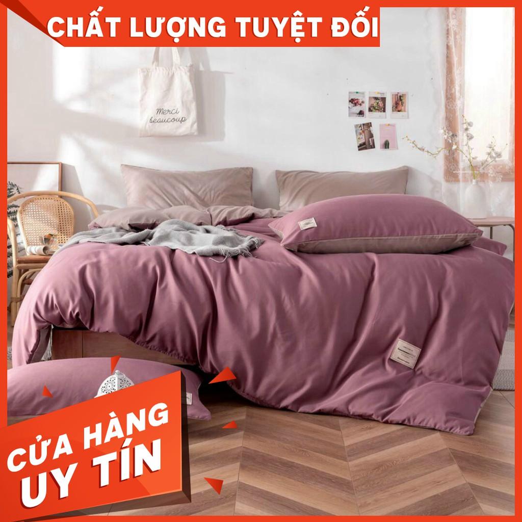 Bộ Chăn Ga Cotton TiCi Màu Hồng Đậm Phối Be Mới Nhất 2020