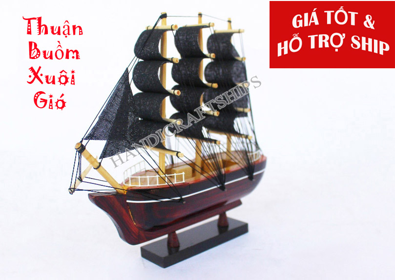 (Sẵn sàng trưng bày) Thuyền gỗ trang trí bàn học 20cm nhỏ xinh - có hỗ trợ ship