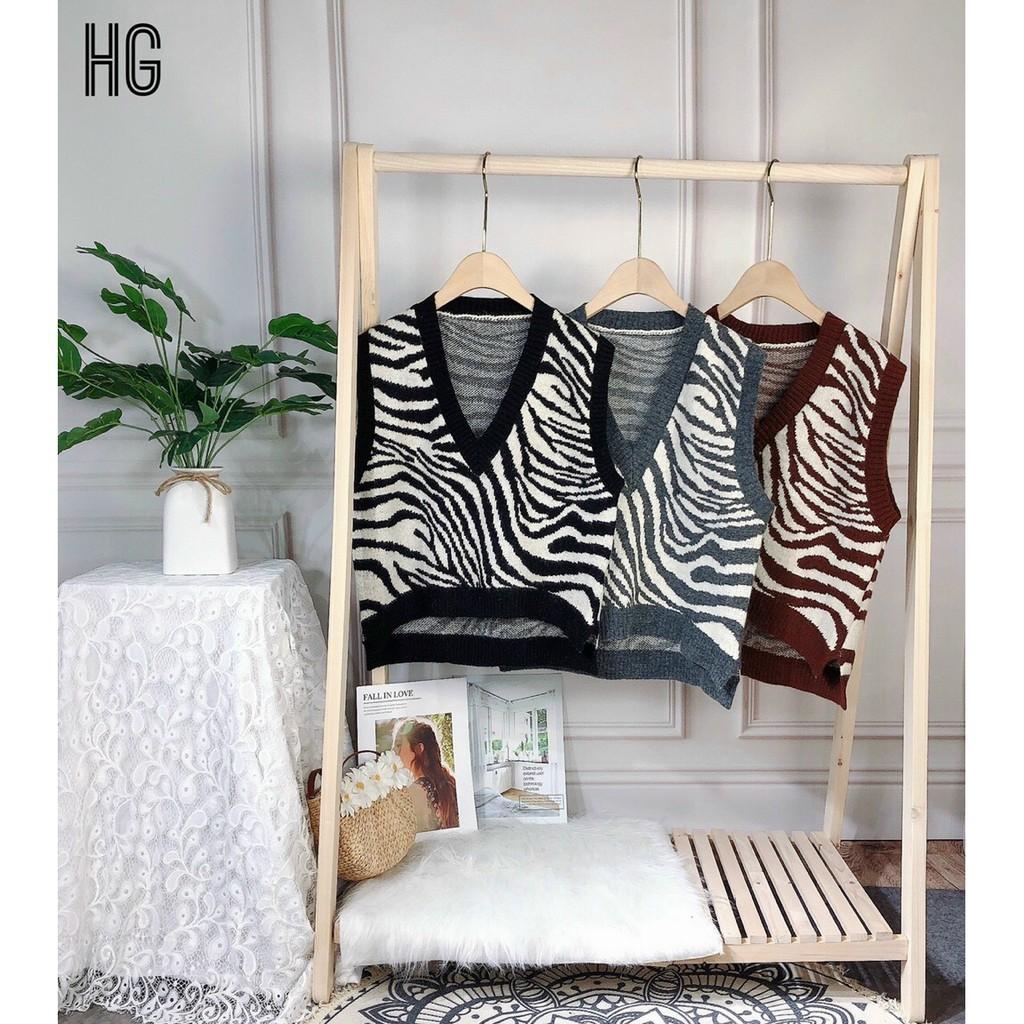 Áo len gile nữ - họa tiết vằn - hàng đẹp - kiểu dáng Hàn Quốc