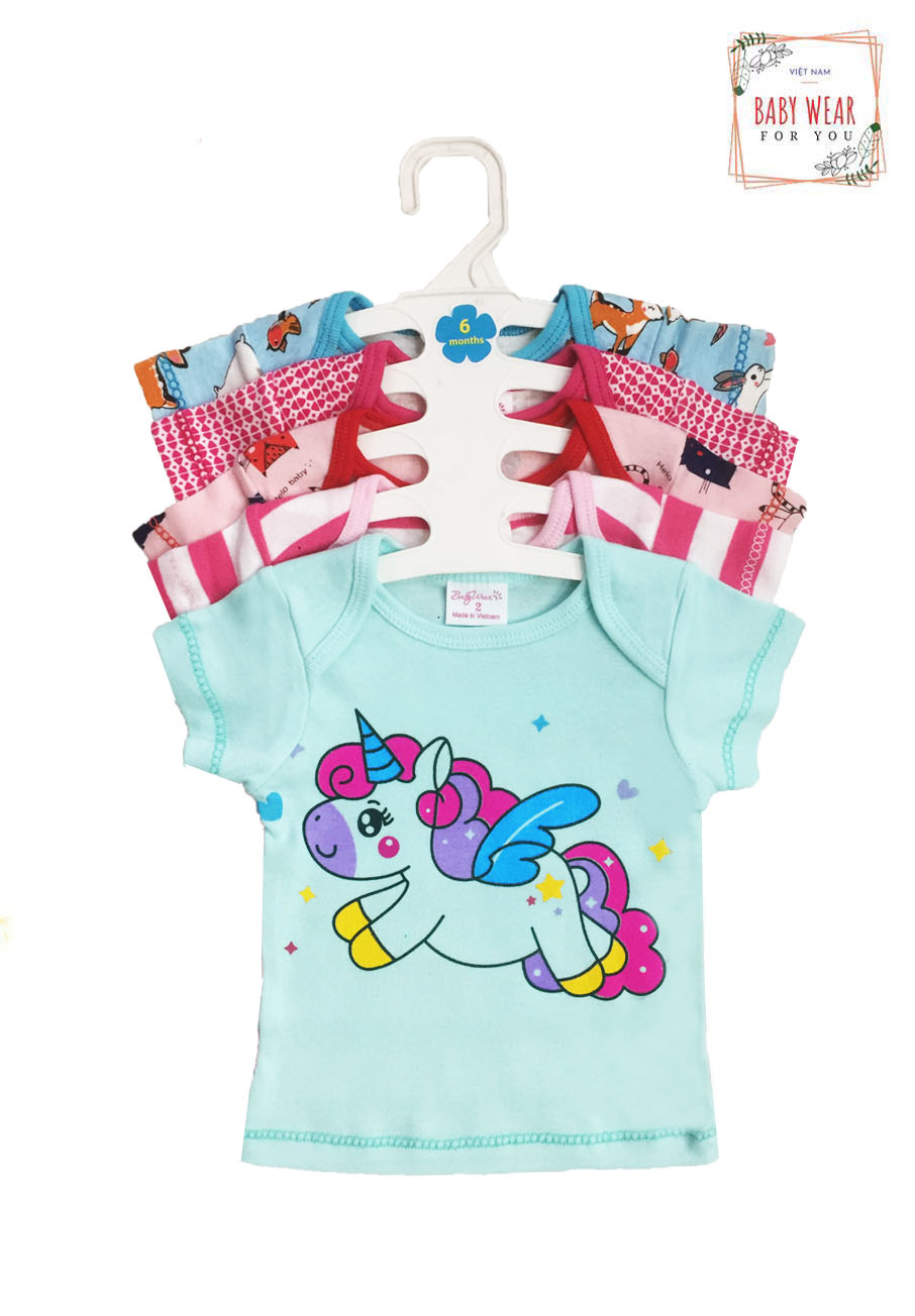 Set 5 Áo Tay Ngắn Cho Bé Gái Baby Wear ( Màu Ngẫu Nhiên )  - 6-9 Tháng