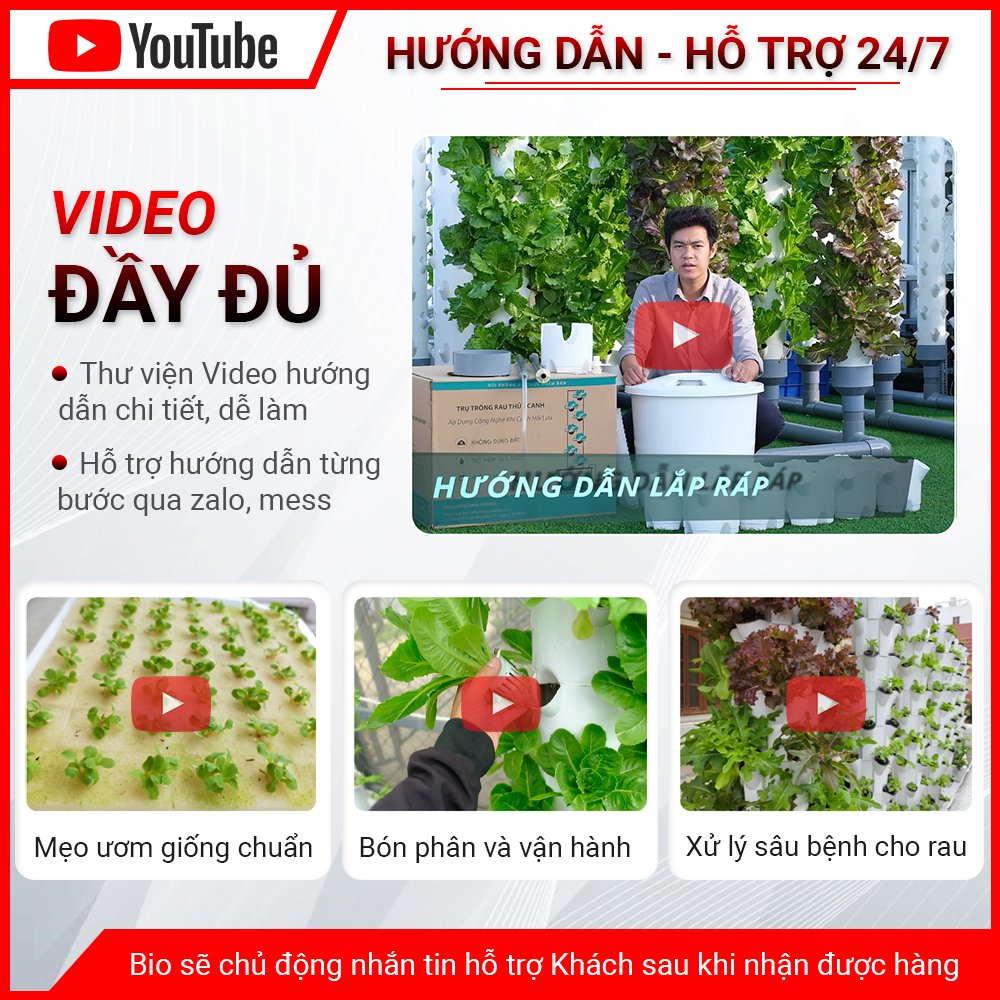 Combo 2 Trụ Trồng Rau Bio - 100 hốc trồng rau, giữ nước và chống cúp điện phiên bản mới