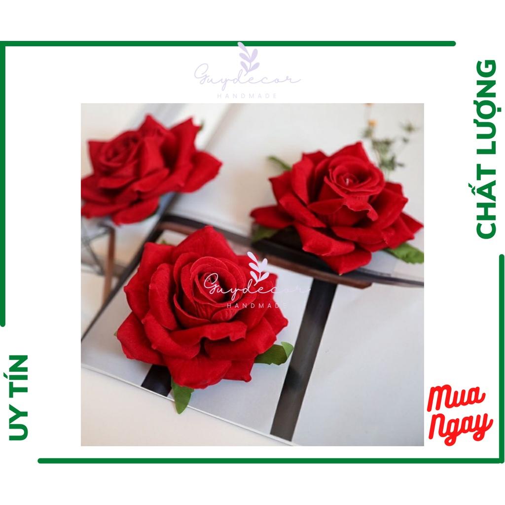 Hoa hồng nhung giả, đầu bông hồng nhung giả cao cấp size 10cm GuyDecor PK11