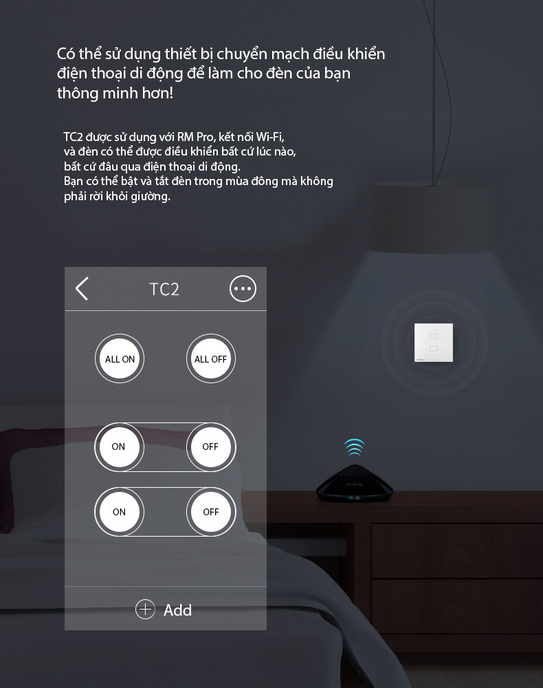 Công tắc cảm ứng nhà thông minh TC2 UK 3 Nút