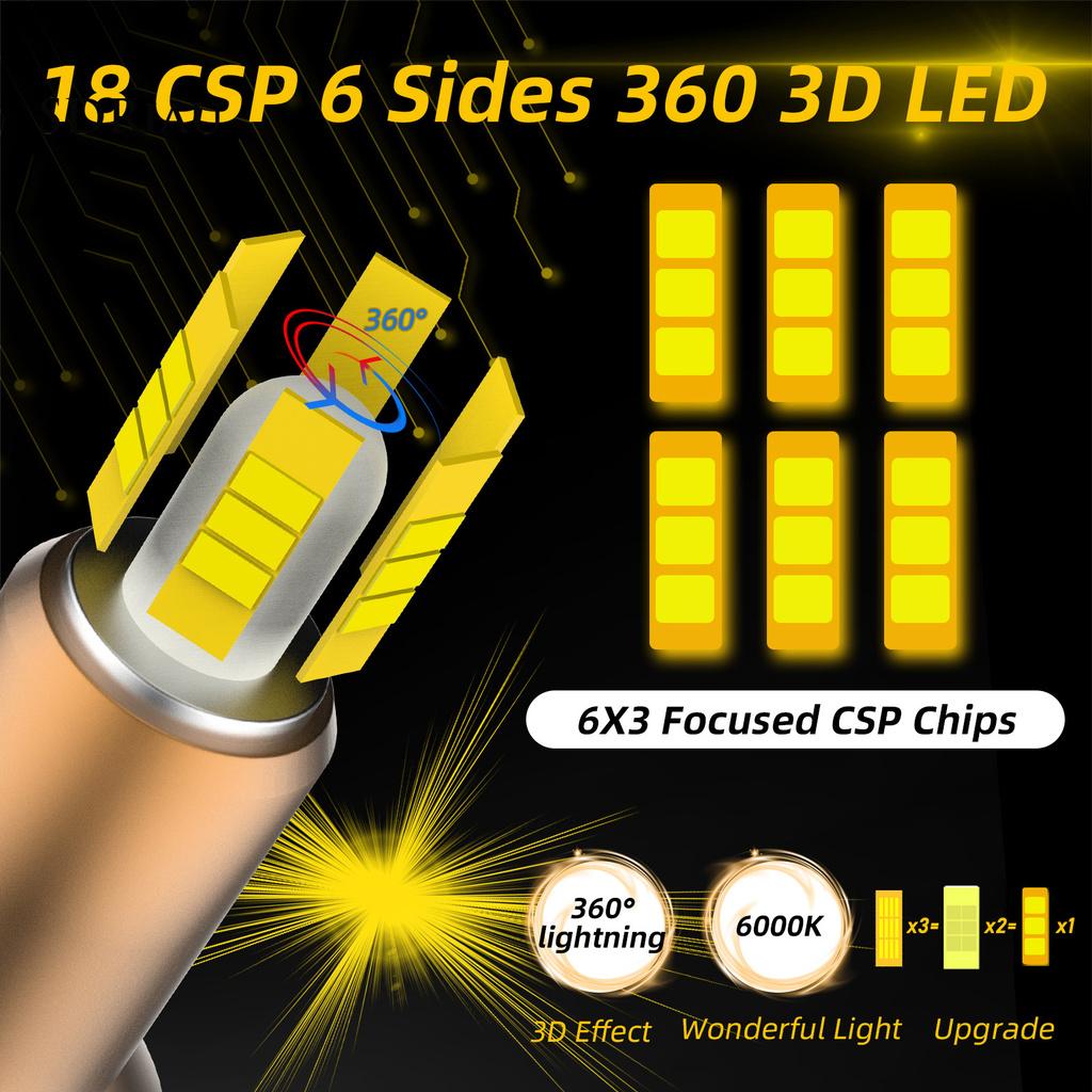 Set 2 Bóng Đèn Pha Siêu Sáng 6000k 9-30v 18led Cho Xe Ô Tô