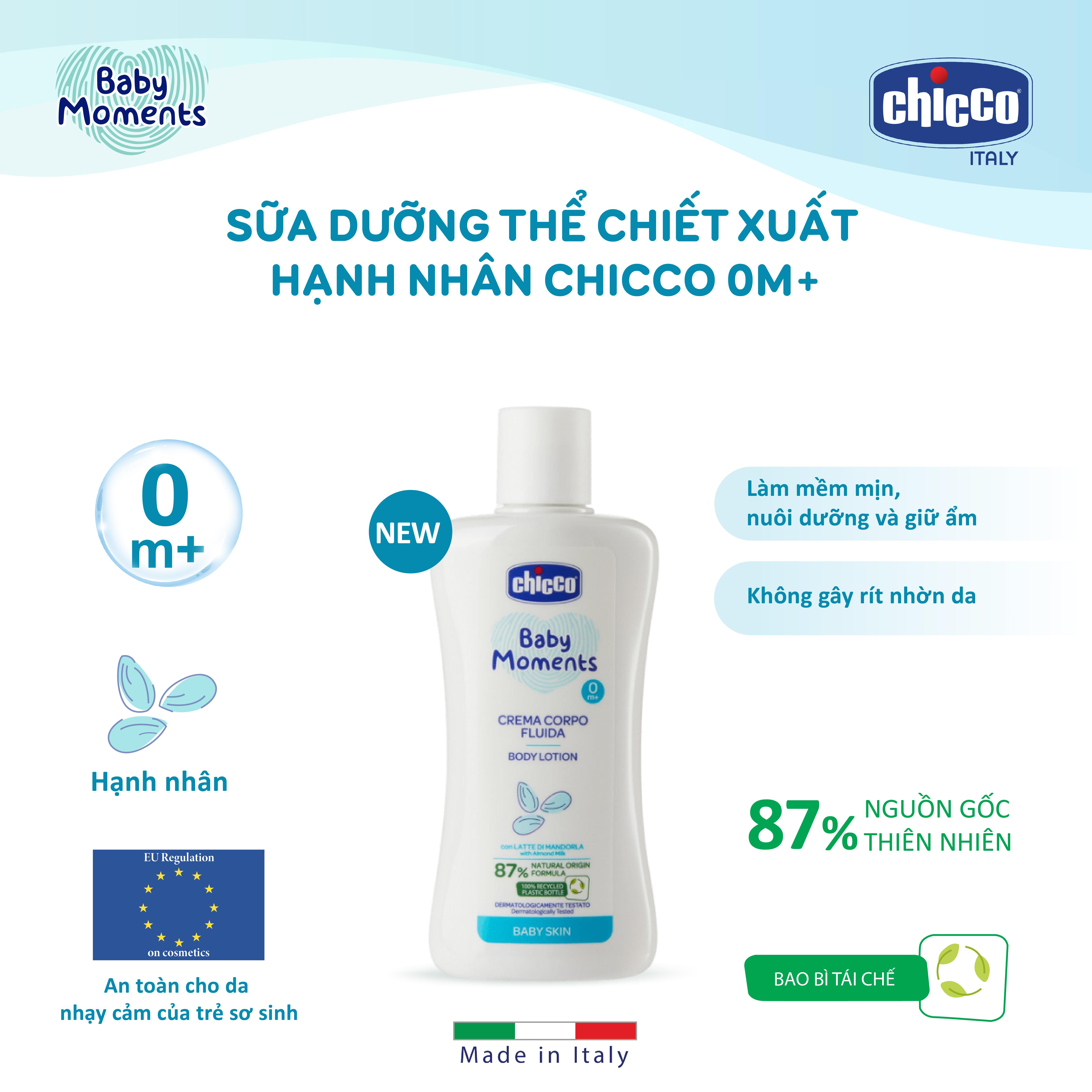 Sữa dưỡng thể chiết xuất Hạnh nhân Chicco 0M+ 200ml