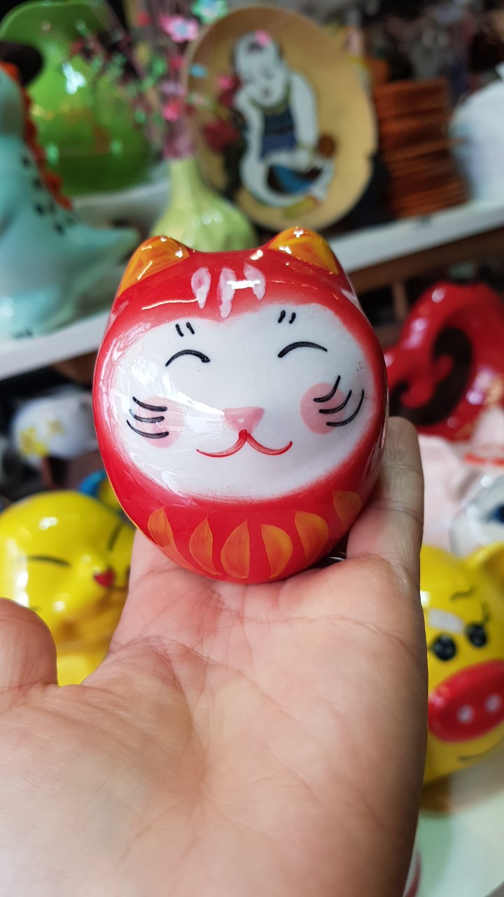 Heo đất tiết kiệm hình mèo trứng mini cute, gốm Bát Tràng, dễ thương nhiều màu, món quà xinh xắn tặng các bé, bạn bè. Giao màu ngẫu nhiên hoặc liên hệ shop để chọn mẫu. Giao từ HCM
