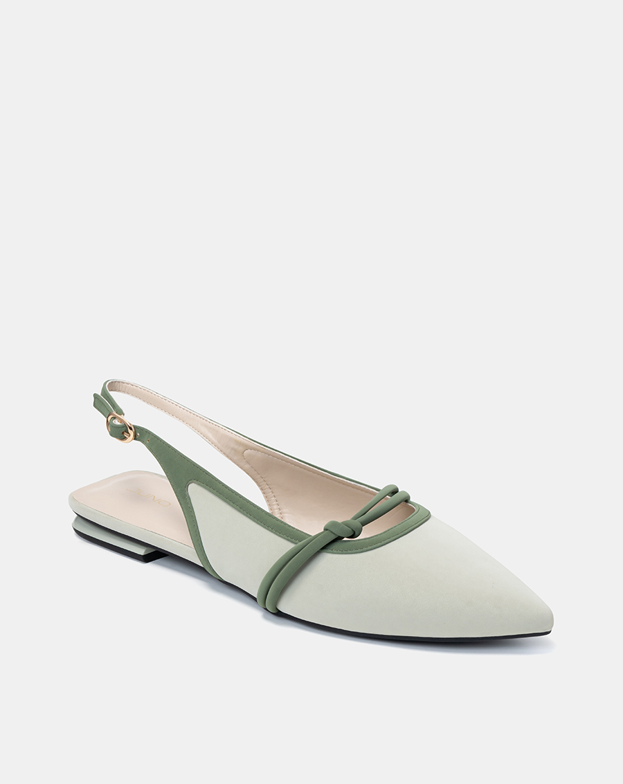 Giày Búp Bê Nữ 3cm Thời Trang JUNO Mũi Nhọn Thắt Nút Trang Trí BB03097