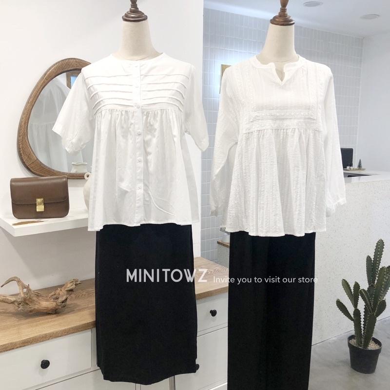 Sơ mi cổ ren vuông bổ