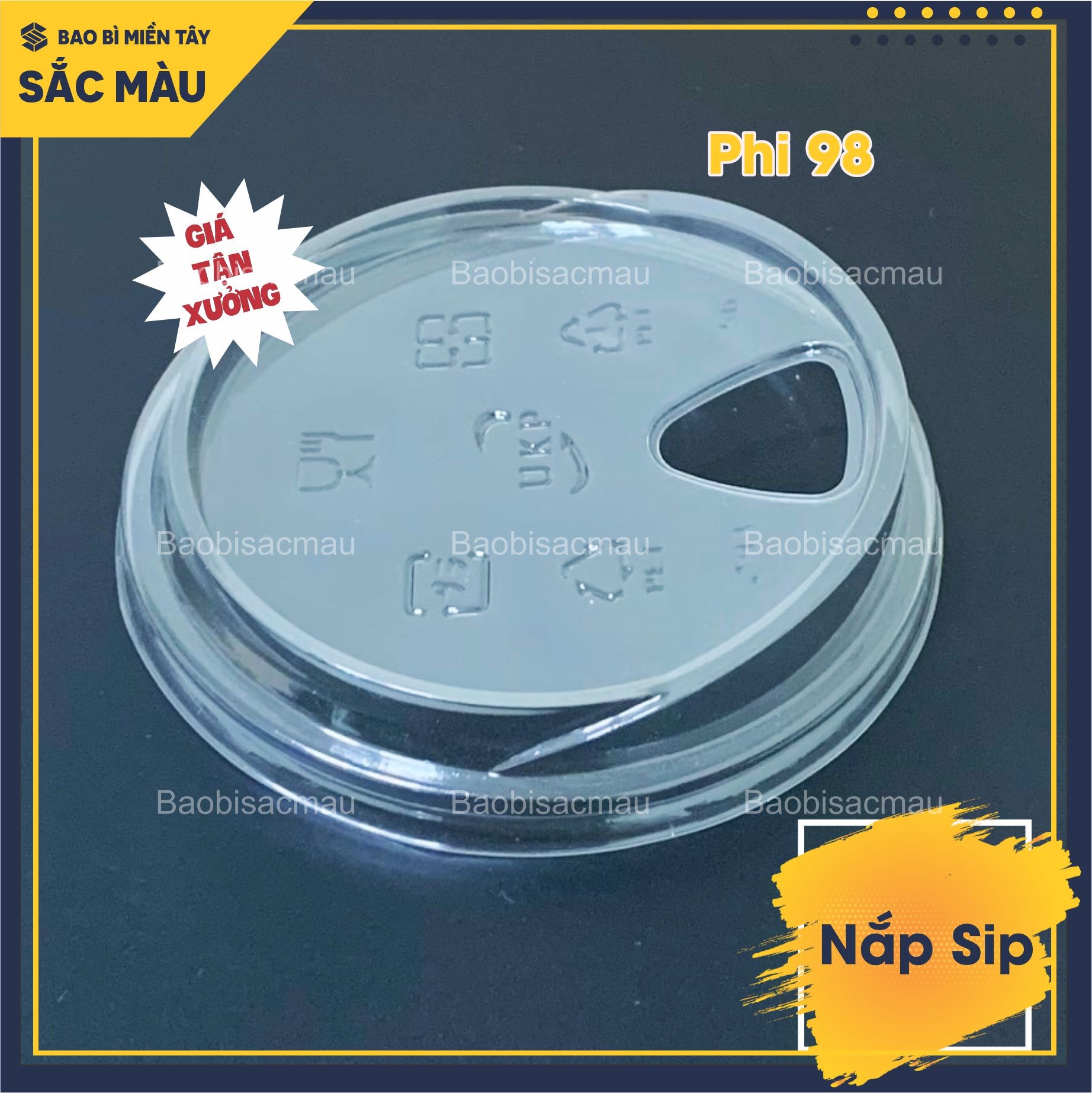 Sỉ 50 Nắp Sip nhựa phi 93mm và 98mm nắp ly trà sữa, cà phê, nước ép...