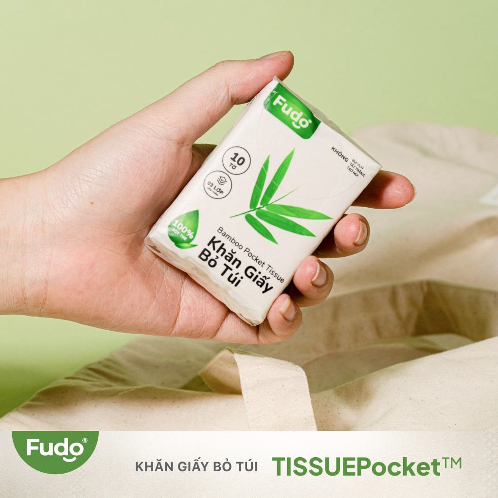 Khăn giấy bỏ túi Fudo TISSUEPocket từ sợi tre - 1 Lốc 12 gói