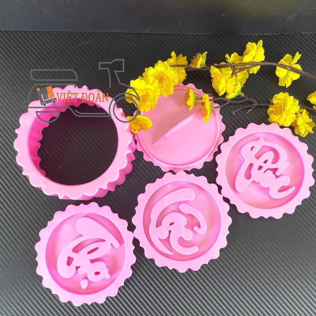 Khuôn TRÒN NHẤN XÔI sắc nét - Bộ 3 hình PHÚC LỘC THỌ 14cm - NHỰA VIỆT NAM, AN TOÀN CHO SỨC KHOẺ.