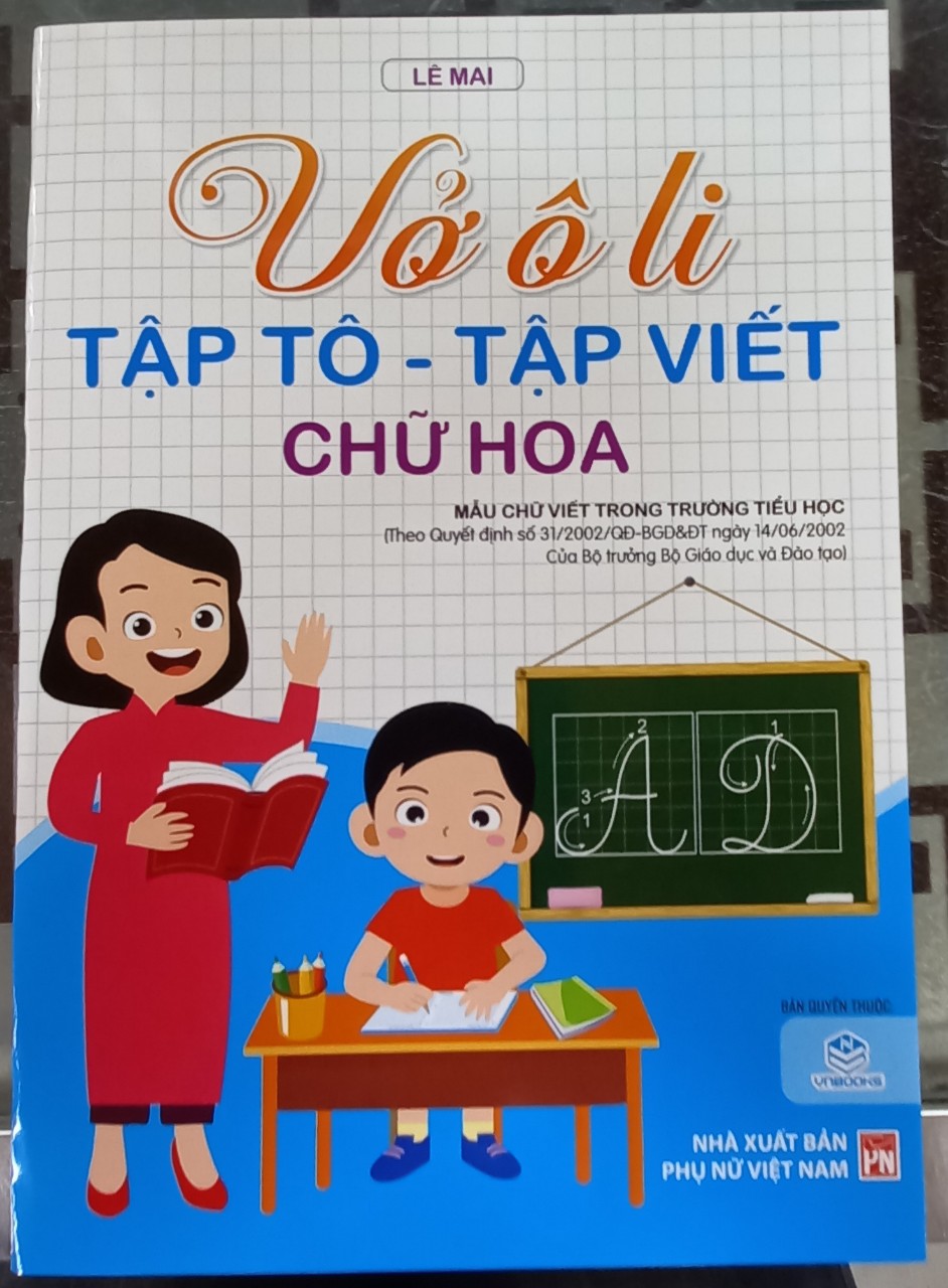 Combo 3 cuốn (vở ô li có mẫu chữ quyển 1, quyển 2, vở ô li tập tô tập viết chữ hoa)