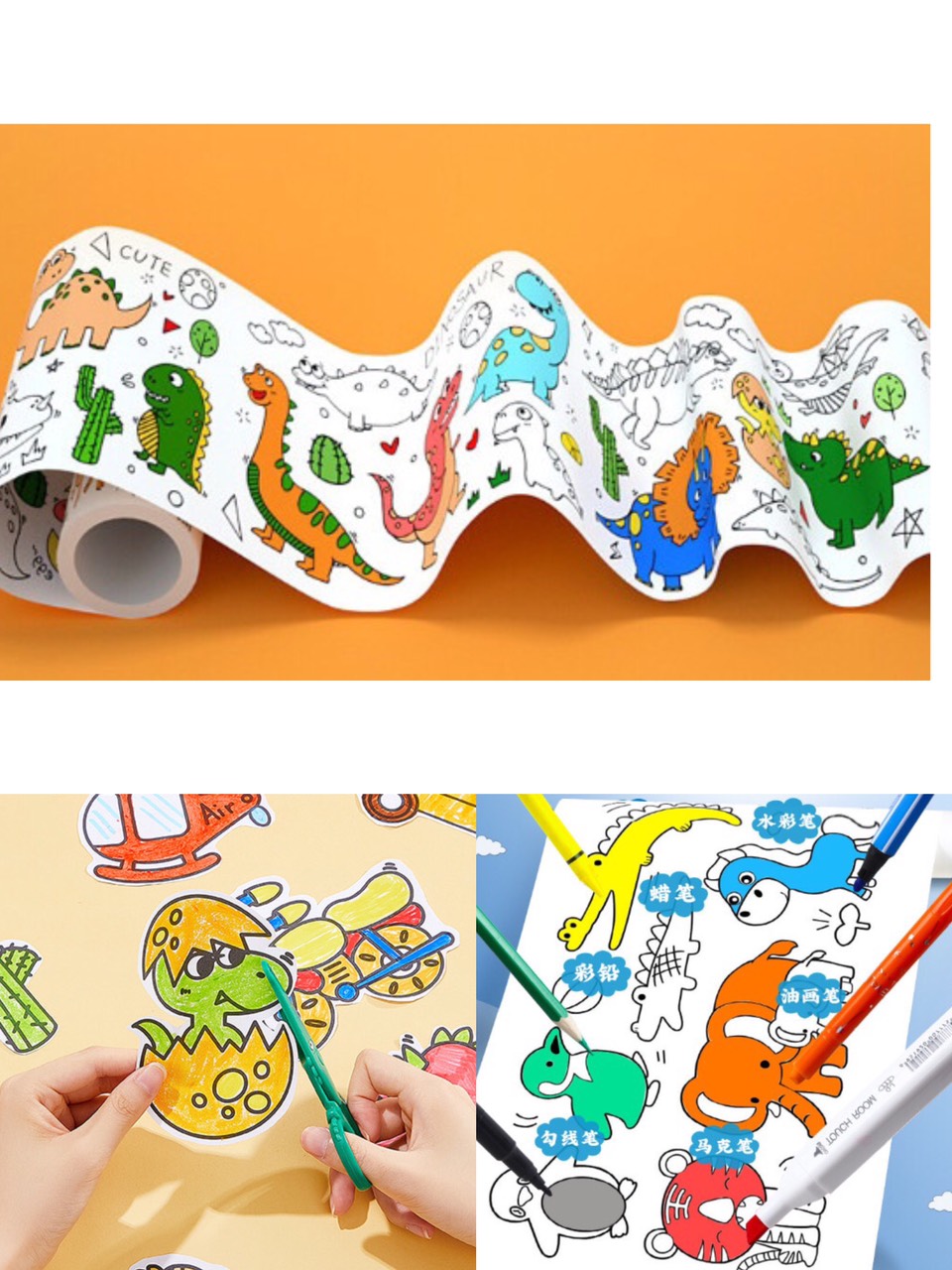 Đồ chơi,đồ dùng tô màu an toàn cho trẻ,cuộn giấy tô màu khổng lồ dài tận 3m cho bé dưới 5 tuổi,hàng rất đẹp