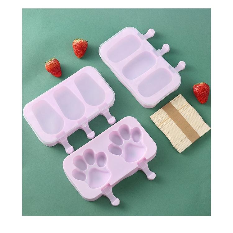 Bộ khuôn kem silicon - chất liệu silicon y tế - tặng kèm que làm kem và nắp silicon