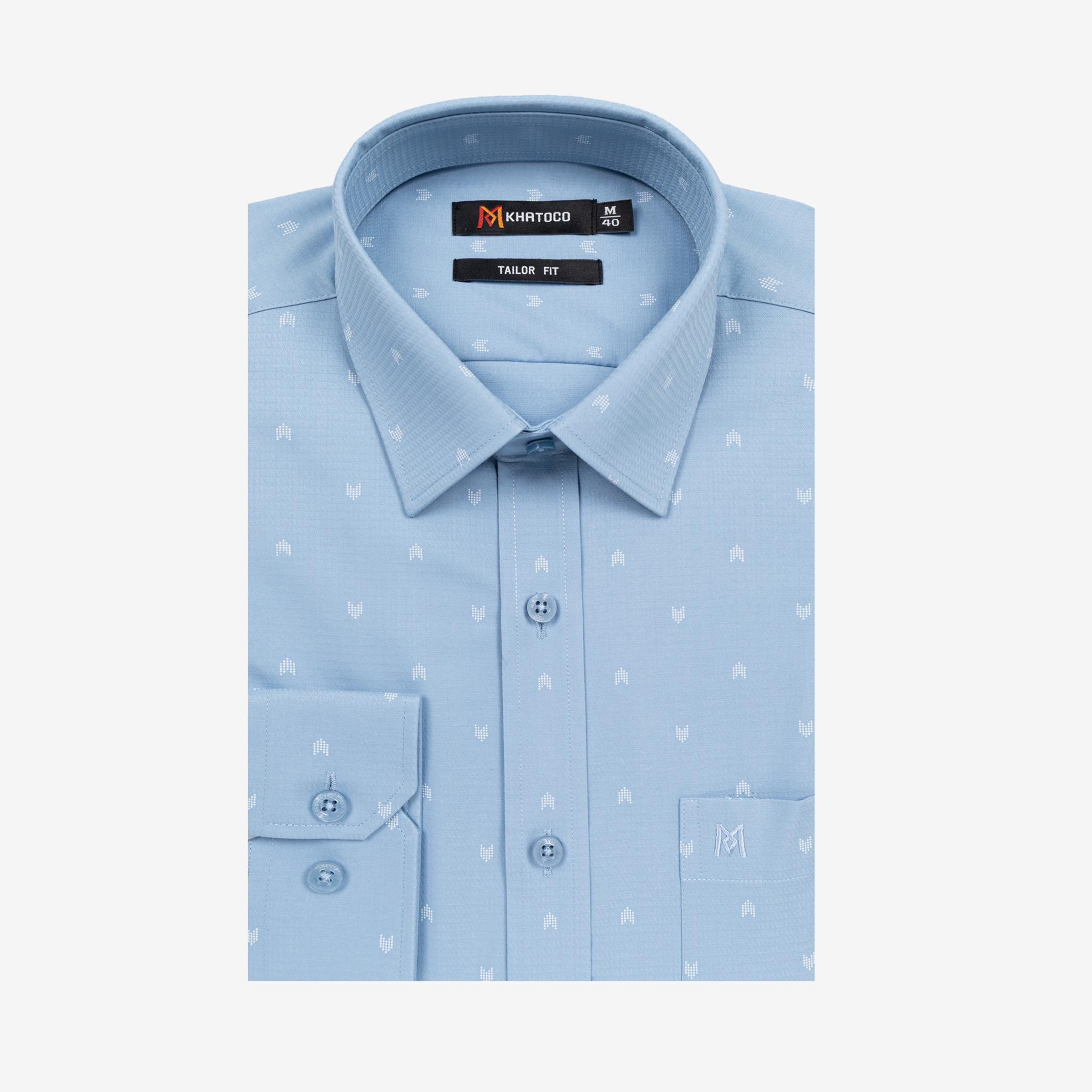 Áo sơ mi nam KHATOCO Tailor Fit dài tay A1MD538T1-CNIN770-2704-D