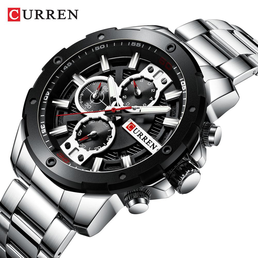Đồng hồ thạch anh CURREN 8336 Nam Dây đeo bằng thép không gỉ Thời trang đa chức năng 3ATM Chronograph