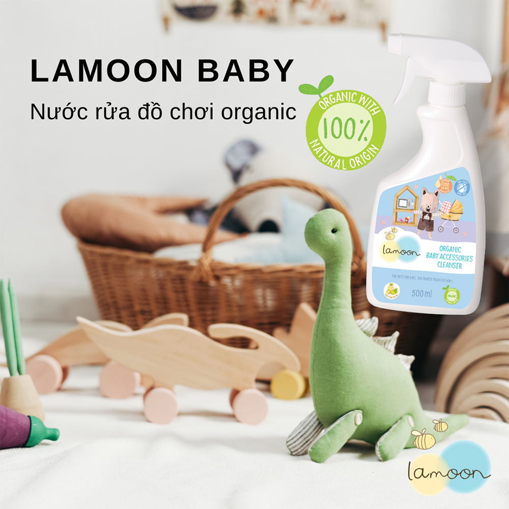 Nước rửa đồ chơi Organic an toàn cho bé Lamoon - Bình 500ml