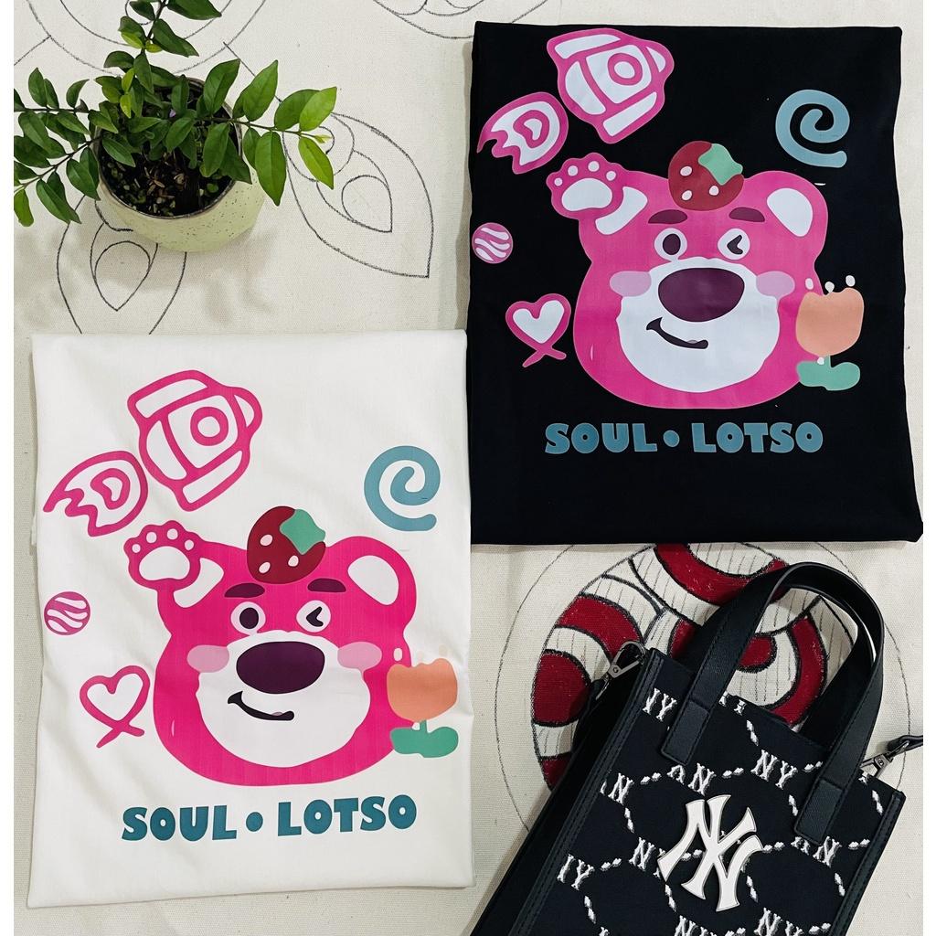 Áo thun gấu dâu Soul Lotso hỏa tiễn, Áo phông unisex nam nữ oversized tay lỡ form rộng streetwear