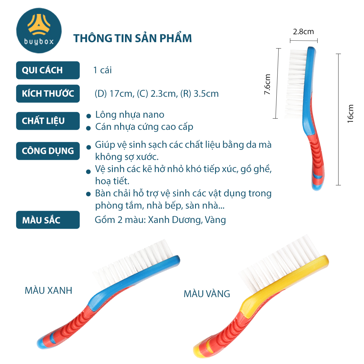 Bàn chải lông nano, lông dày dặn, vệ sinh giày dép, không gây trầy xước kho sử dụng - BuyBox - BBPK338