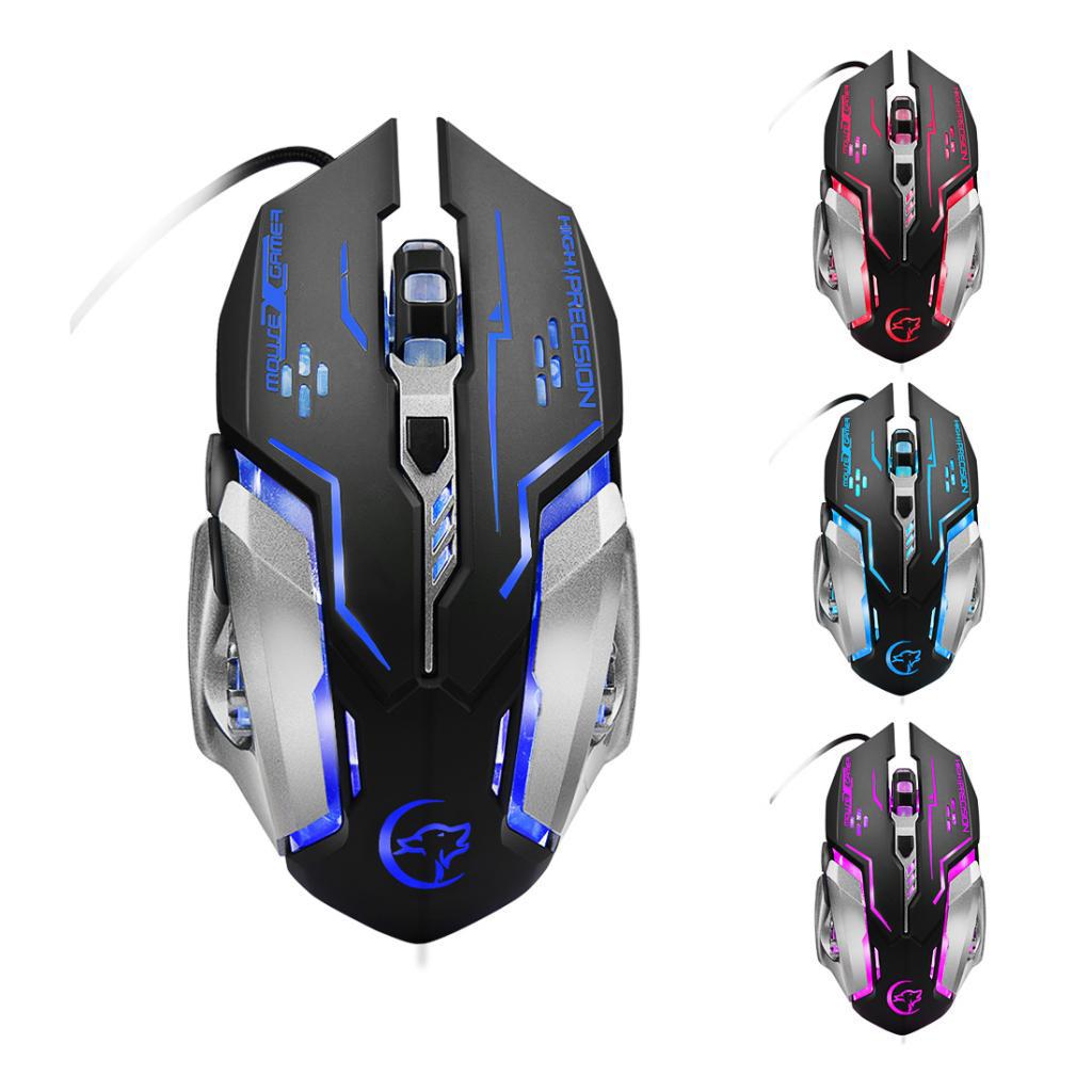 USB Wired Mouse Gaming Mice, 6 Buttons LED Backlit Colorful Light, with Scroll