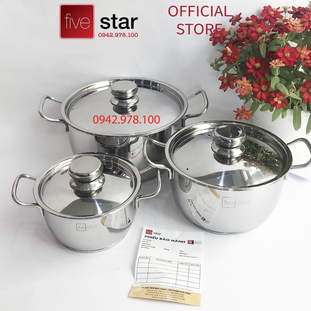 Bộ nồi 3 đáy inox 430 Thân Cool Fivestar Standard FS-B3010 (Kích thước 16cm - 20cm - 24cm) , tặng 1 vá canh