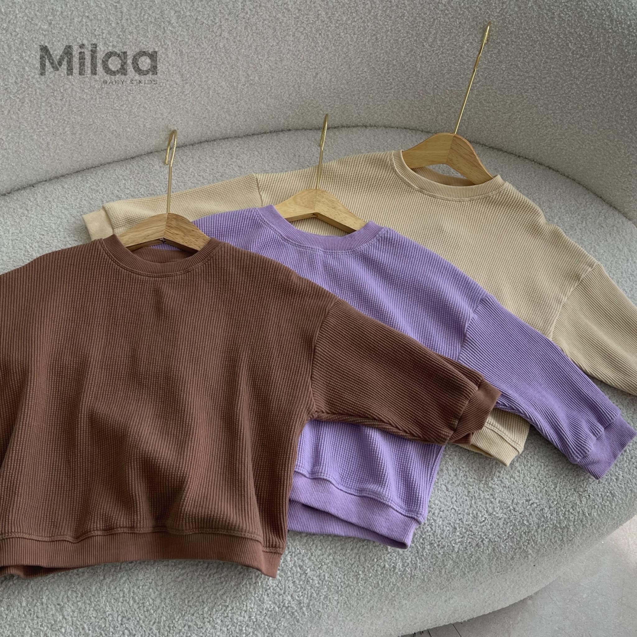 Áo Sweater Cotton Hạt Gạo Trơn 3 Màu Cho Bé Trai Và Bé Gái MiLaa Kids SW1