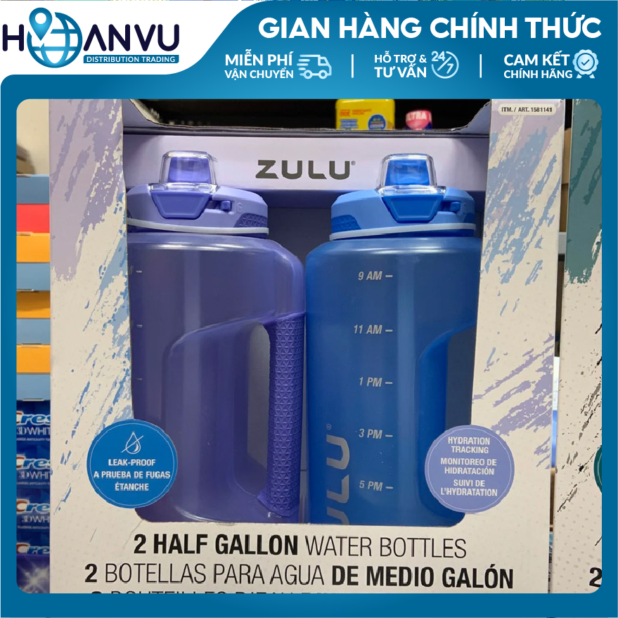 Bình Nước Thể Thao Nhựa Zulu Goals Half Gallon Plastic Jug, 4 màu