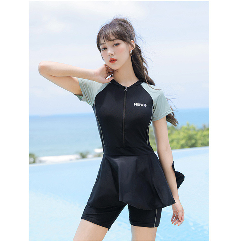 Đồ bơi nữ kín đáo đi biển, Đồ bơi nữ hai mảnh vải mềm mại co giãn phong cách Hàn Quốc