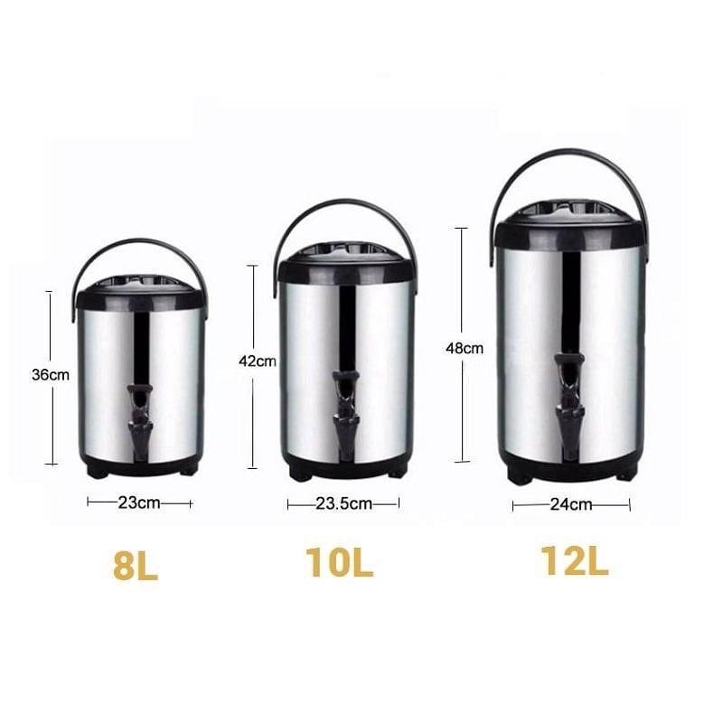 Bình ủ trà sữa 3 lớp - inox 304 giữ nhiệt nóng lạnh cực tốt 6L 8L 10L 12L