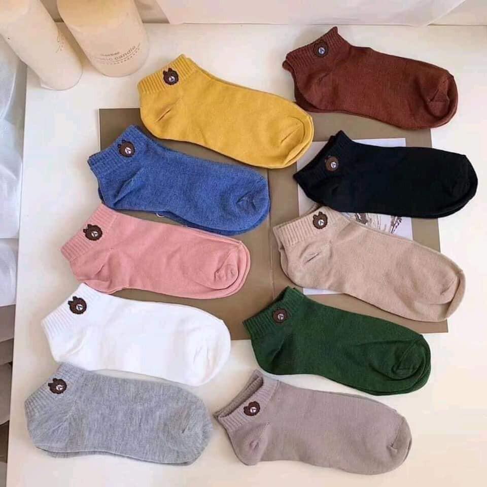 Combo 10 Đôi Tất Gấu Cổ Ngắn Đủ Màu