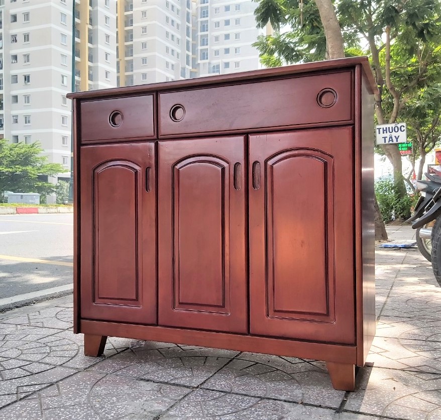 Tủ Gỗ Cao Su 3 Cánh Ngang 1m Có Hộc, Tủ Đa Năng Sắp Xếp Đồ - Hàng VN Xuất Khẩu