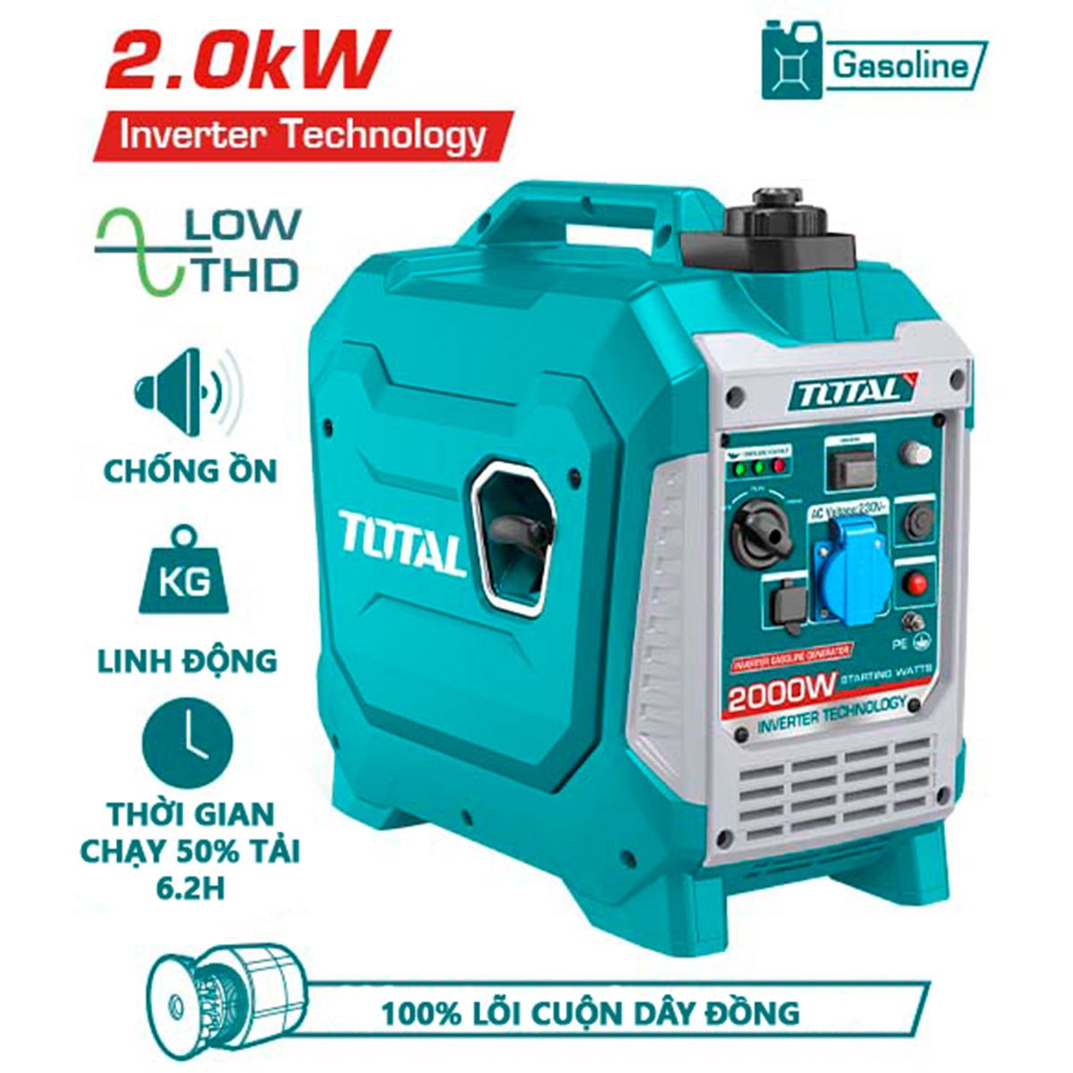 MÁY PHÁT ĐIỆN DÙNG XĂNG BIẾN TẦN 2.0KW TOTAL TP523006 - HÀNG CHÍNH HÃNG