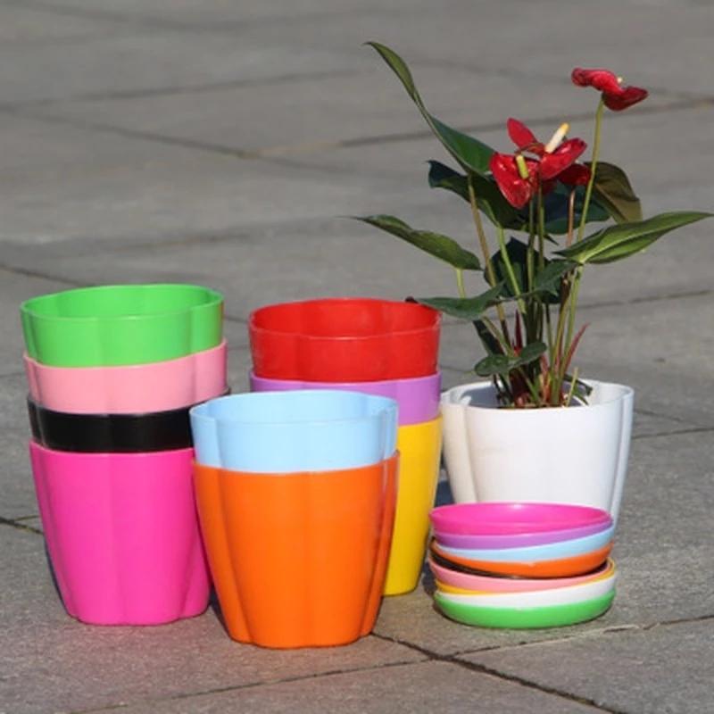 Chậu Hoa Mini Làm Từ Nhựa Nhiều Màu Để Bàn Trang Trí Sáng Tạo