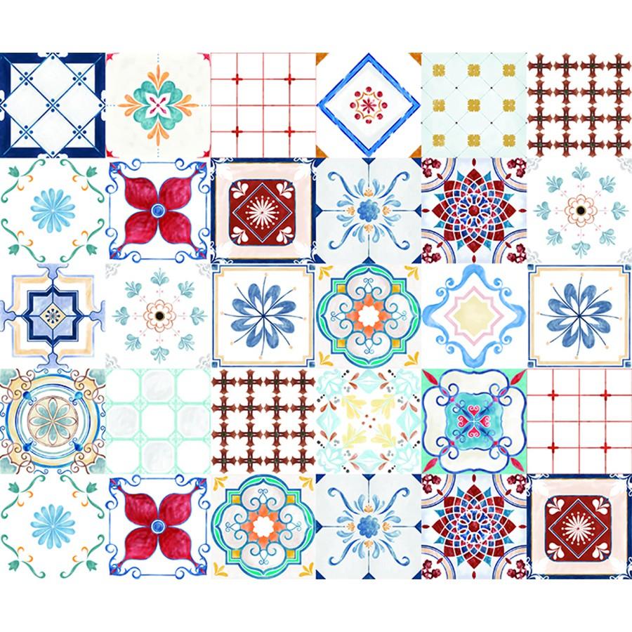 Decal Gạch Bông C102 - Set 30 ô 20x20cm - Decal Dán tường Trang trí