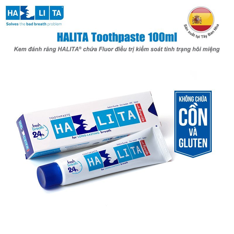 Halita Toothpaste With Fluoride Tuýp 75ml - Kem đánh răng chứa Flour loại trừ chứng hôi miệng hiệu quả