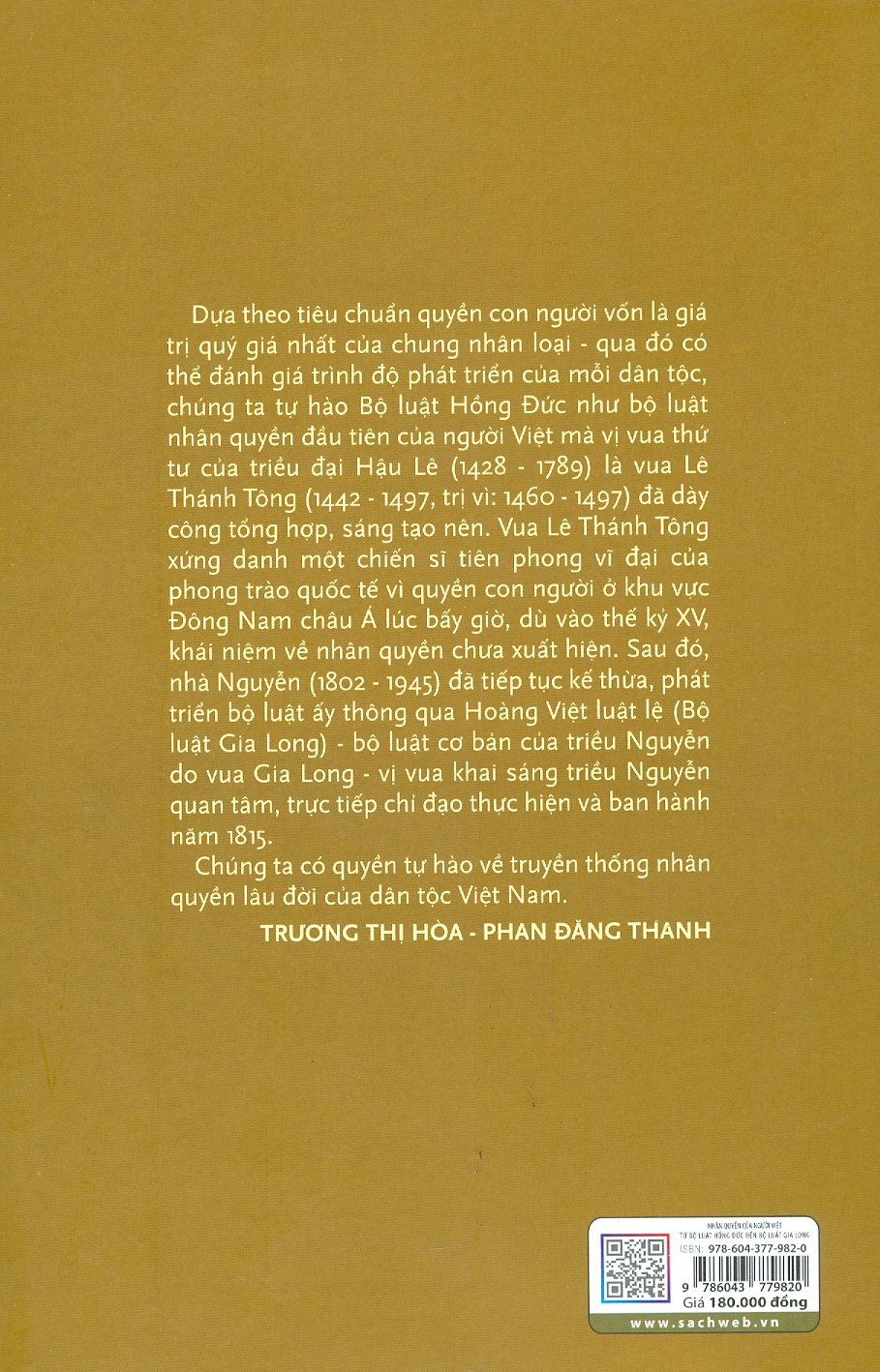 Nhân Quyền Của Người Việt - Từ Bộ Luật Hồng Đức Đến Bộ Luật Gia Long