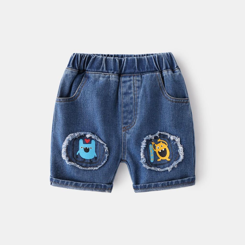 Quần Jeans Cho Bé WELLKIDS Quần Short Cho Bé Họa Tiết Monster Chất Bò Mềm 033