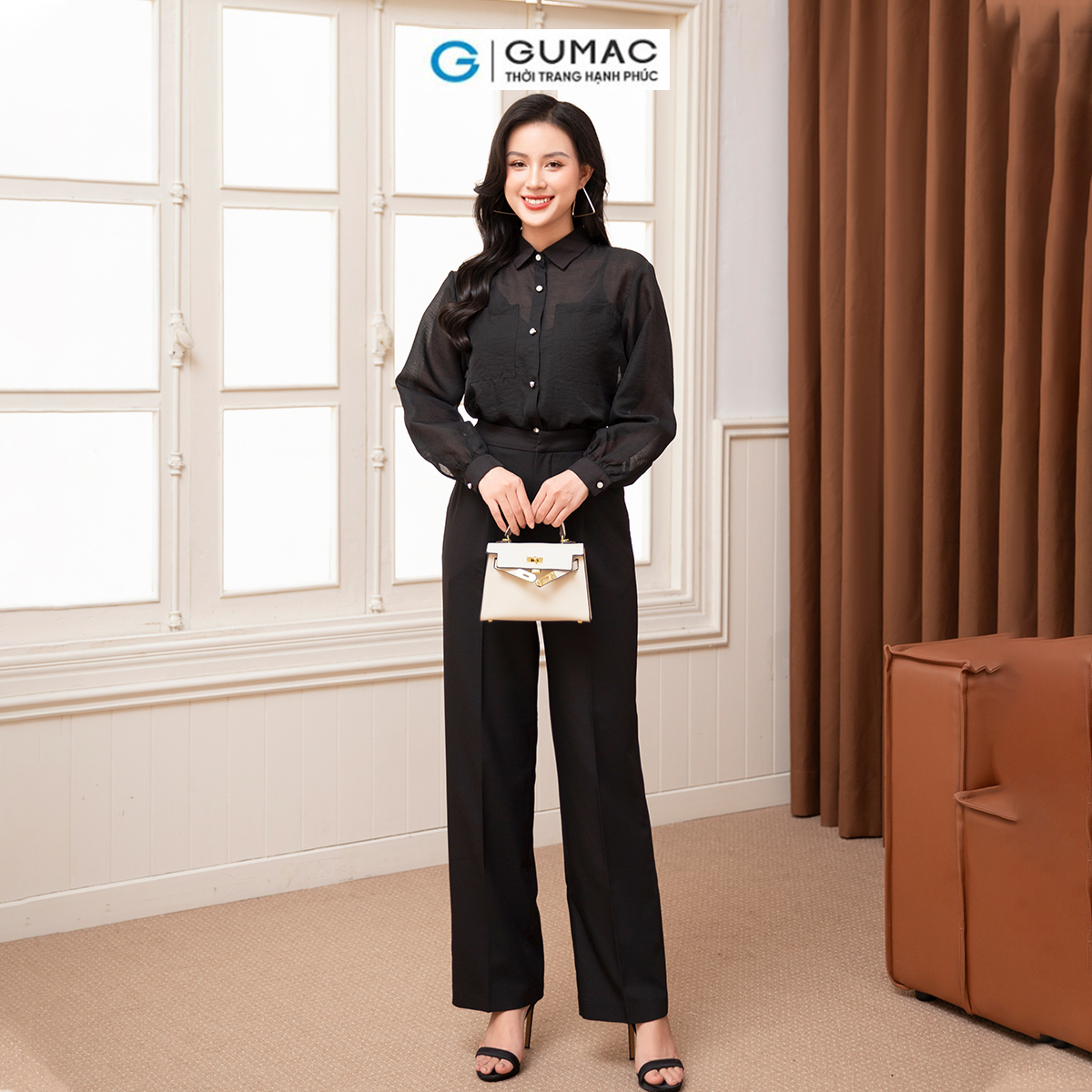 Quần ống suông xếp ly thời trang GUMAC QD10016