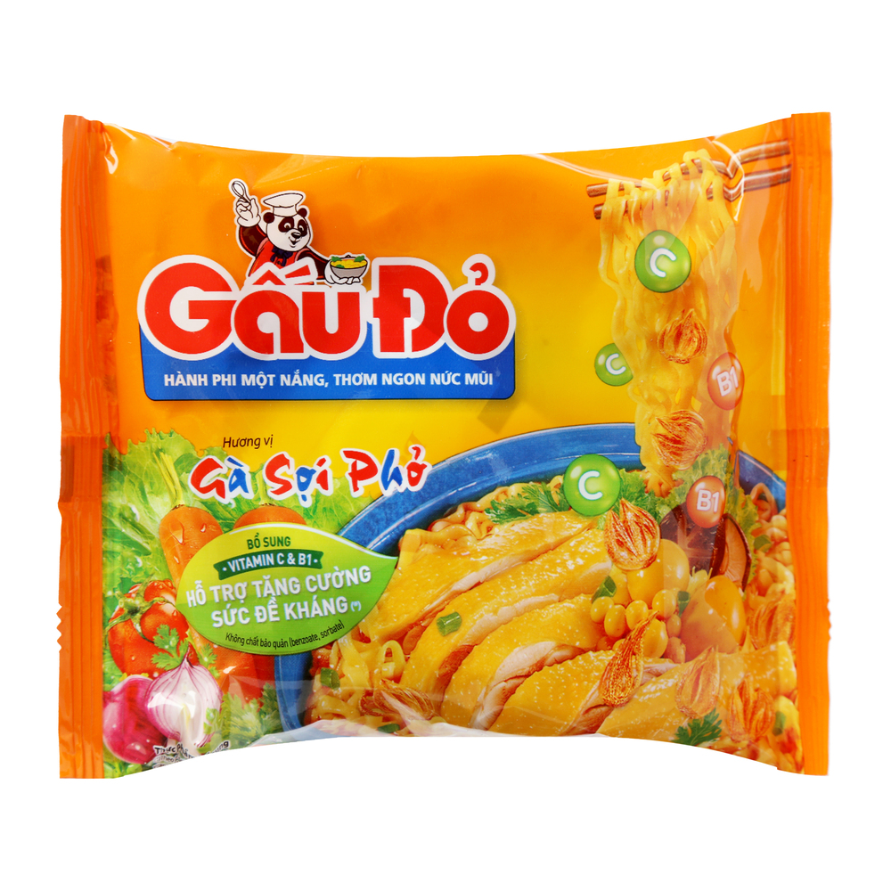 Mì Gấu Đỏ Gà Sợi Phở Hành Phi 63g