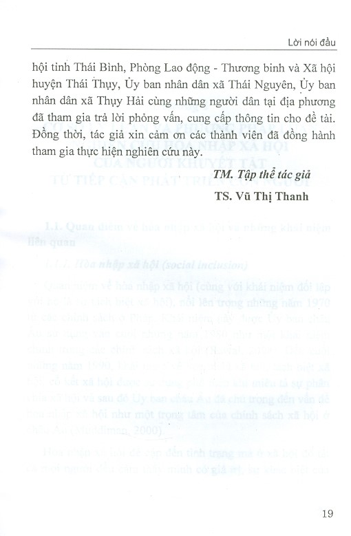 Hòa Nhập Xã Hội Của Người Khuyết Tật Từ Tiếp Cận Phát Triển Con Người (Sách Chuyên Khảo)