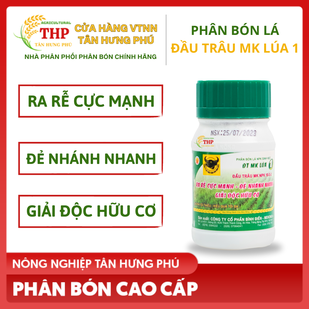 Phân Bón NPK Sinh Học Đầu Trâu MK-Lúa 1  | Phân bón lúa | Phân Bón lá NPK Sinh Học | chai 100ml