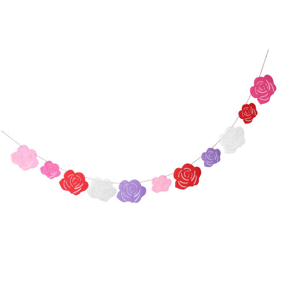 Romantic Rose Flower Banner Wedding Engagement Party Room Hanging Decor