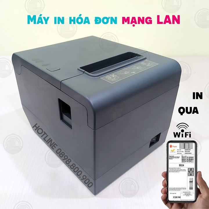 Máy in hóa đơn, in bill chuyển nhiệt khổ 80mm tự động cắt giấy A160 dùng cho điện thoại (LAN Wifi +USB)