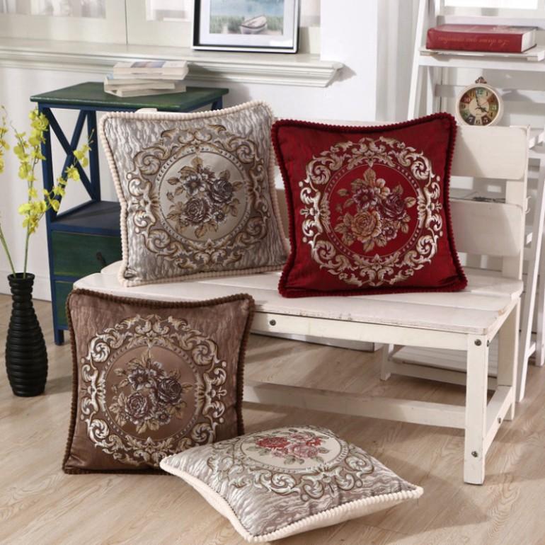 Gối Tựa Lưng | Gối Tựa Sofa, Gối Vuông Trang Trí In Hoạt Tiết Hoa Lá Hiện Đại Kích Thước 48x48 cm