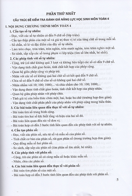 Sách - Kiểm tra đánh giá năng lực học sinh lớp 4 môn Toán học kì 1