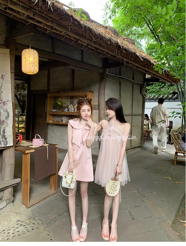 CHENGRUI Búp bê Pháp cổ công chúa đầm 2023 mùa hè cao cấp cảm giác khí chất nhỏ một từ ngắn