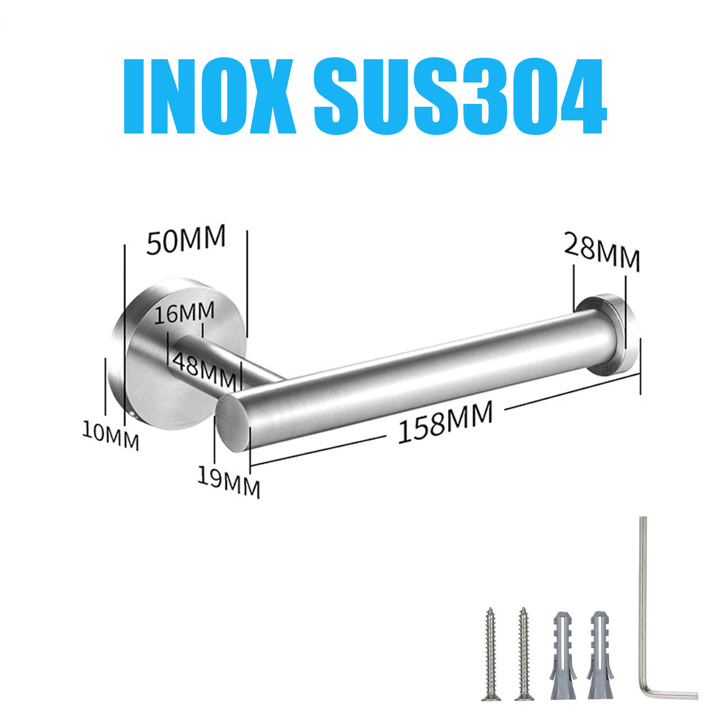 Móc treo cuộn giấy vệ sinh Inox 304 không rỉ sét cho phòng tắm- có đinh ốc để khoan tường - HOBBY G7